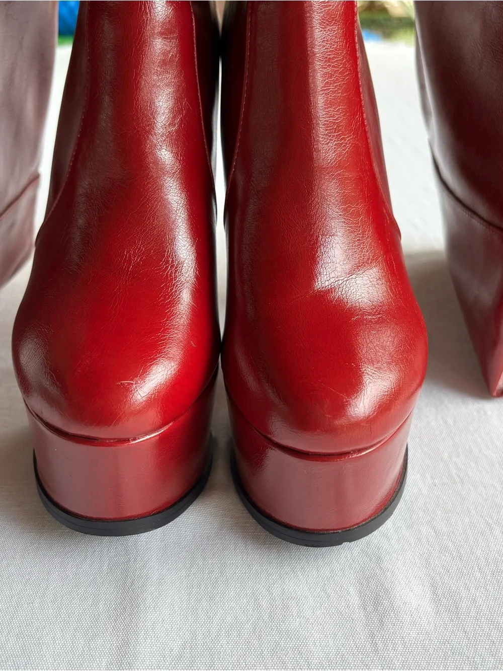 Women's Over-the-Knee Platform Stiletto Boots - Red